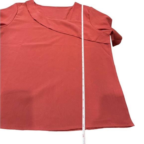 Rust Asymmetrical Swoop Collar Blouse - Picture 9 of 11